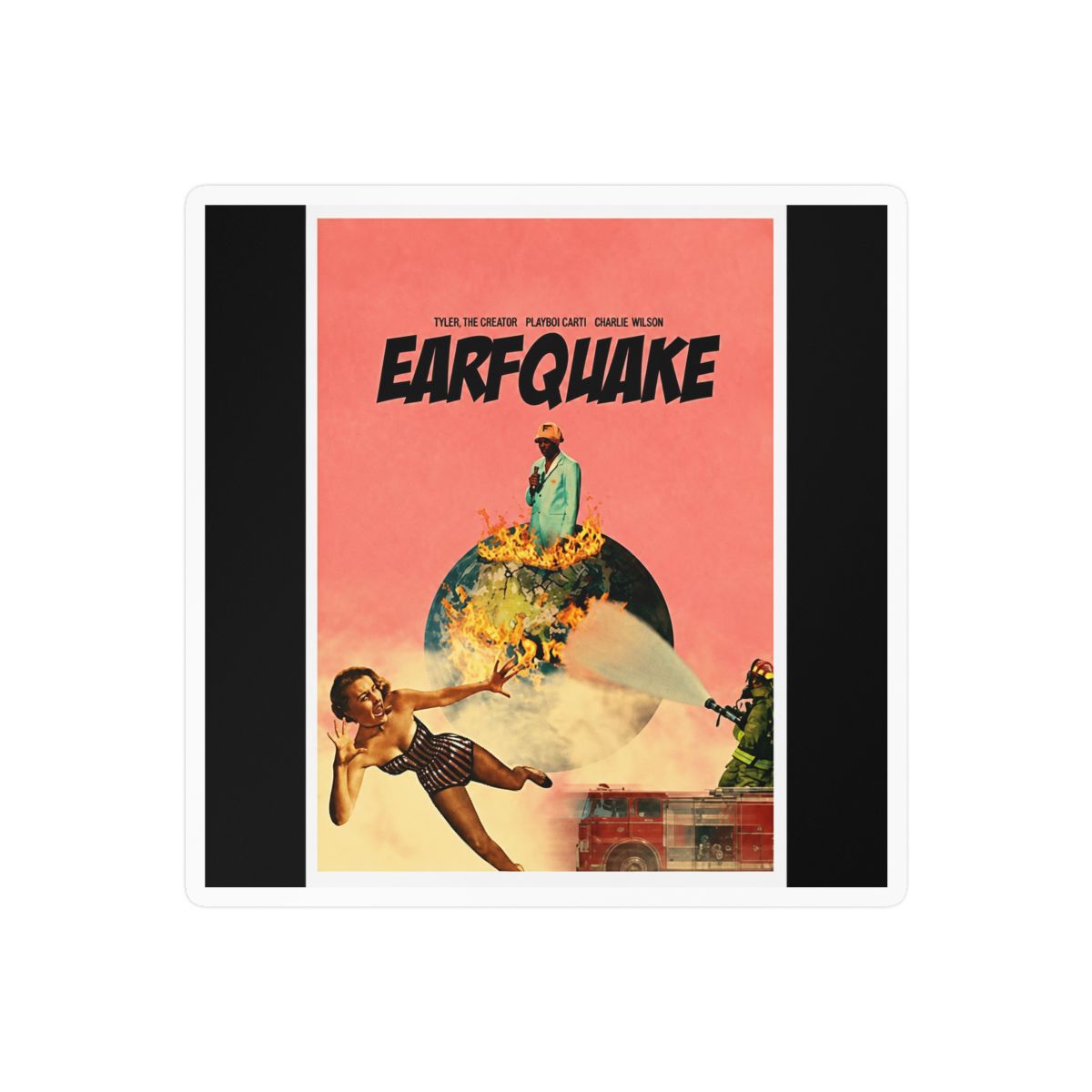 Potrait Cover Song Tylers The Creater Earfquake Stickers Sticker Bumper Sticker Vinyl Decal 5" | Tyler, The Creator